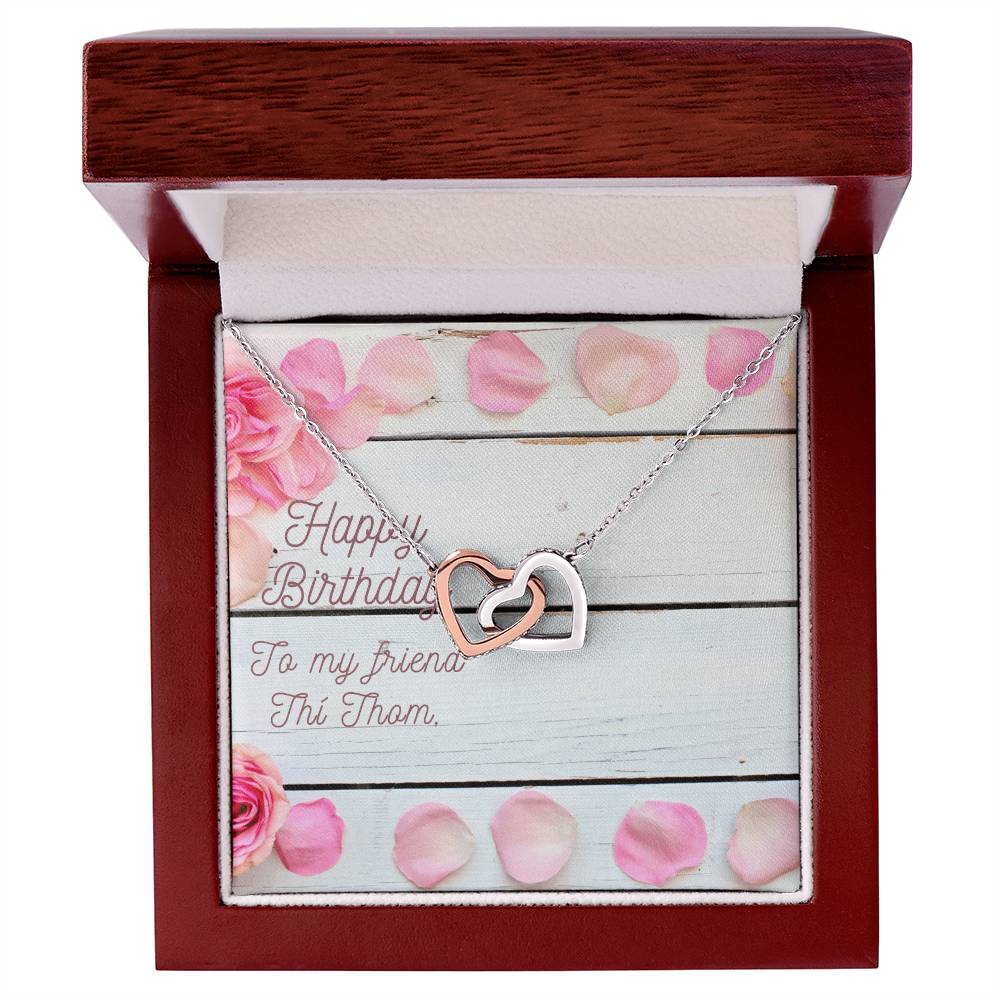 Happy Birthday To My Friend Interlocking Hearts Necklace
