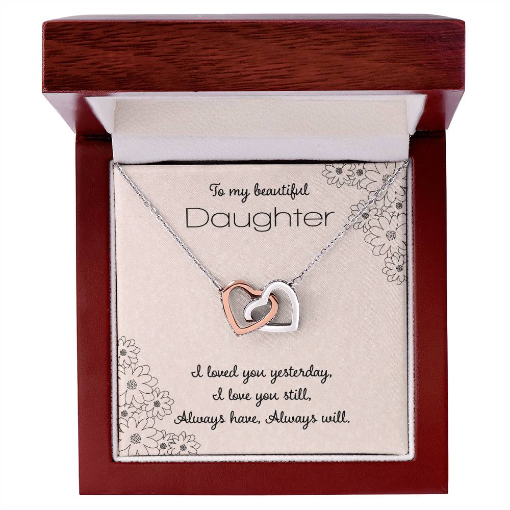 To My Beautiful Daughter Interlocking Hearts Necklace