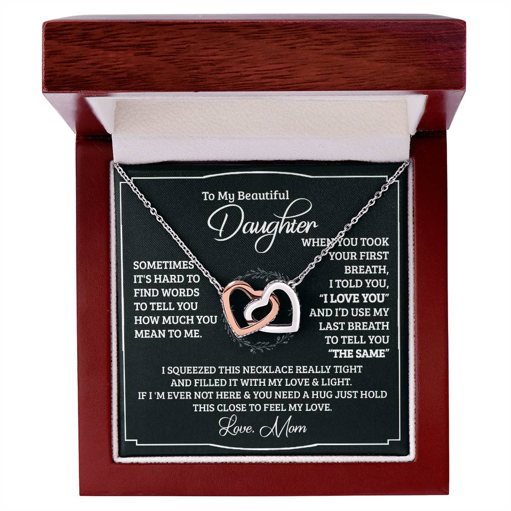 To My Beautiful Daughter - Interlocking Heart Necklace Interlocking Hearts Necklace