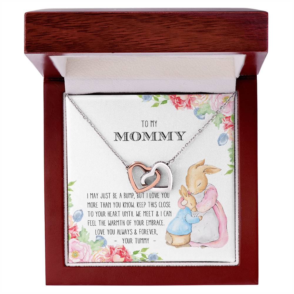 To My Mommy - Expecting Mom Heart Necklace Interlocking Hearts Necklace