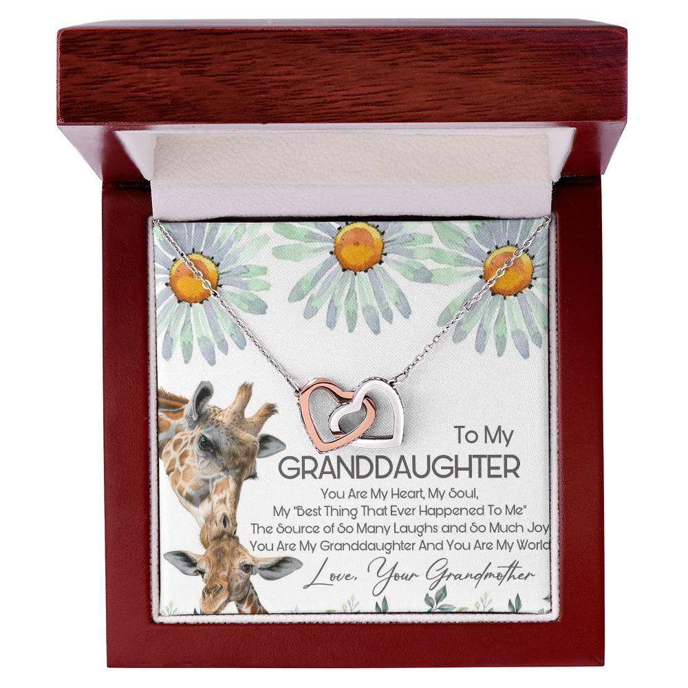 To My Granddaughter Interlocking Hearts Necklace Message Card
