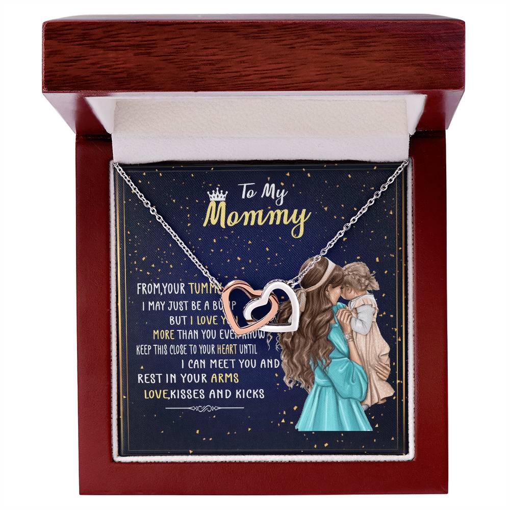 To My Mommy From Your Tummy Interlocking Hearts Necklace
