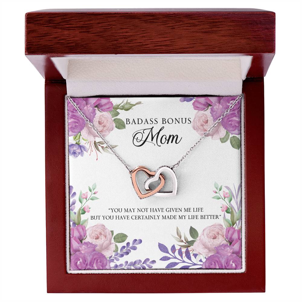 Badass Bonus Mom Interlocking Hearts Necklace