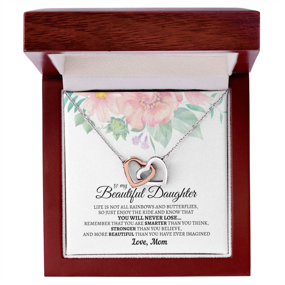 To My Beautiful Daughter - Luxurious Interlocking Hearts Cube - So91 Interlocking Hearts Necklace