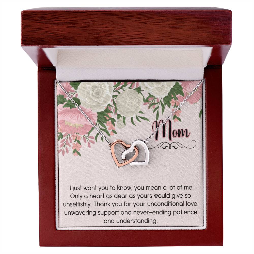 Mom Interlocking Hearts Necklace Message Card
