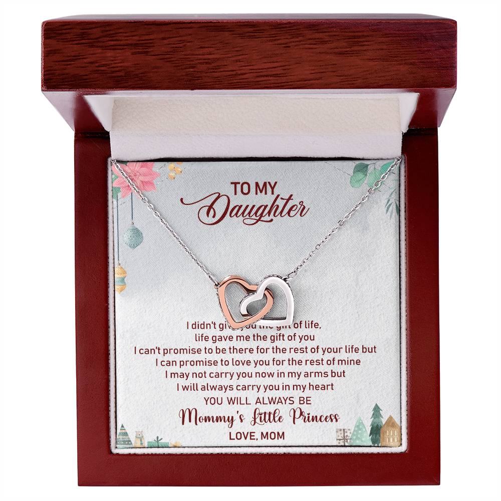 To My Daughter Interlocking Hearts Necklace Message Card