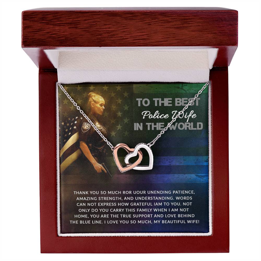 To Best Police Wife Interlocking Hearts Necklace