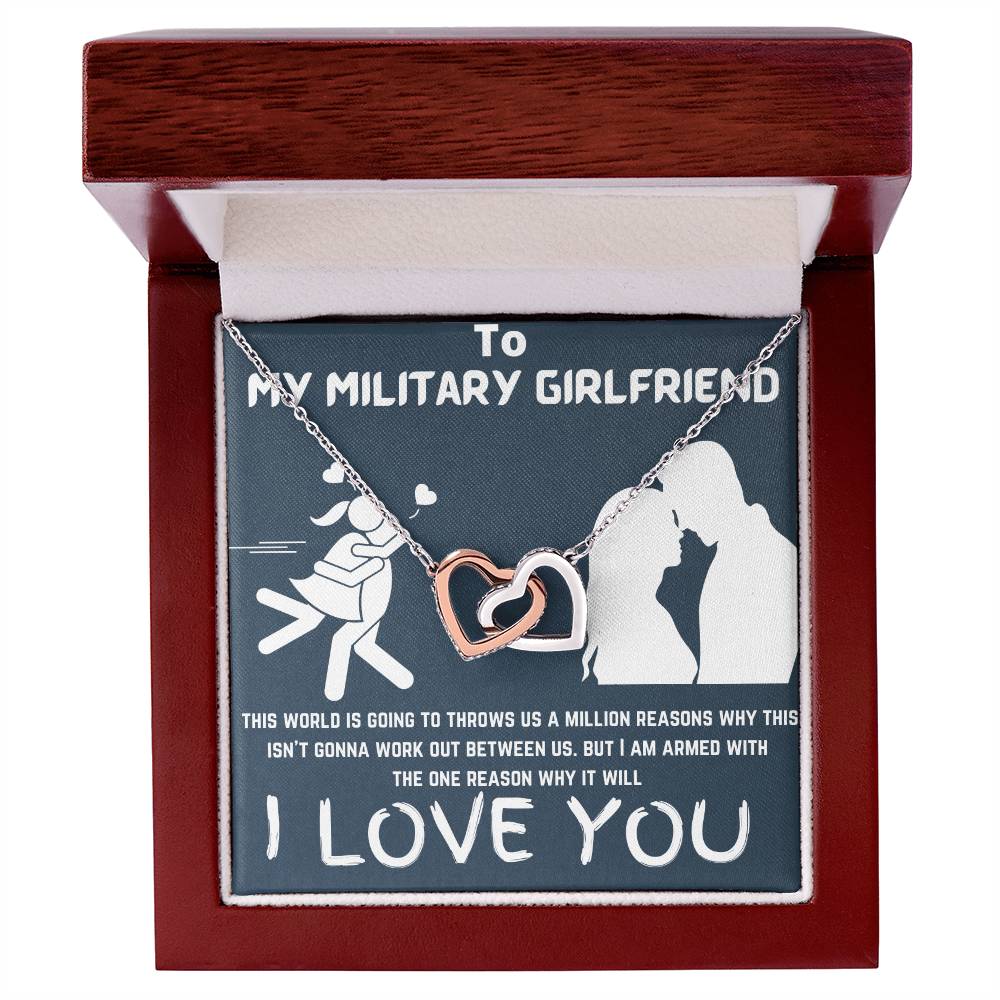 Gift For Military Girlfriend Interlocking Hearts Necklace