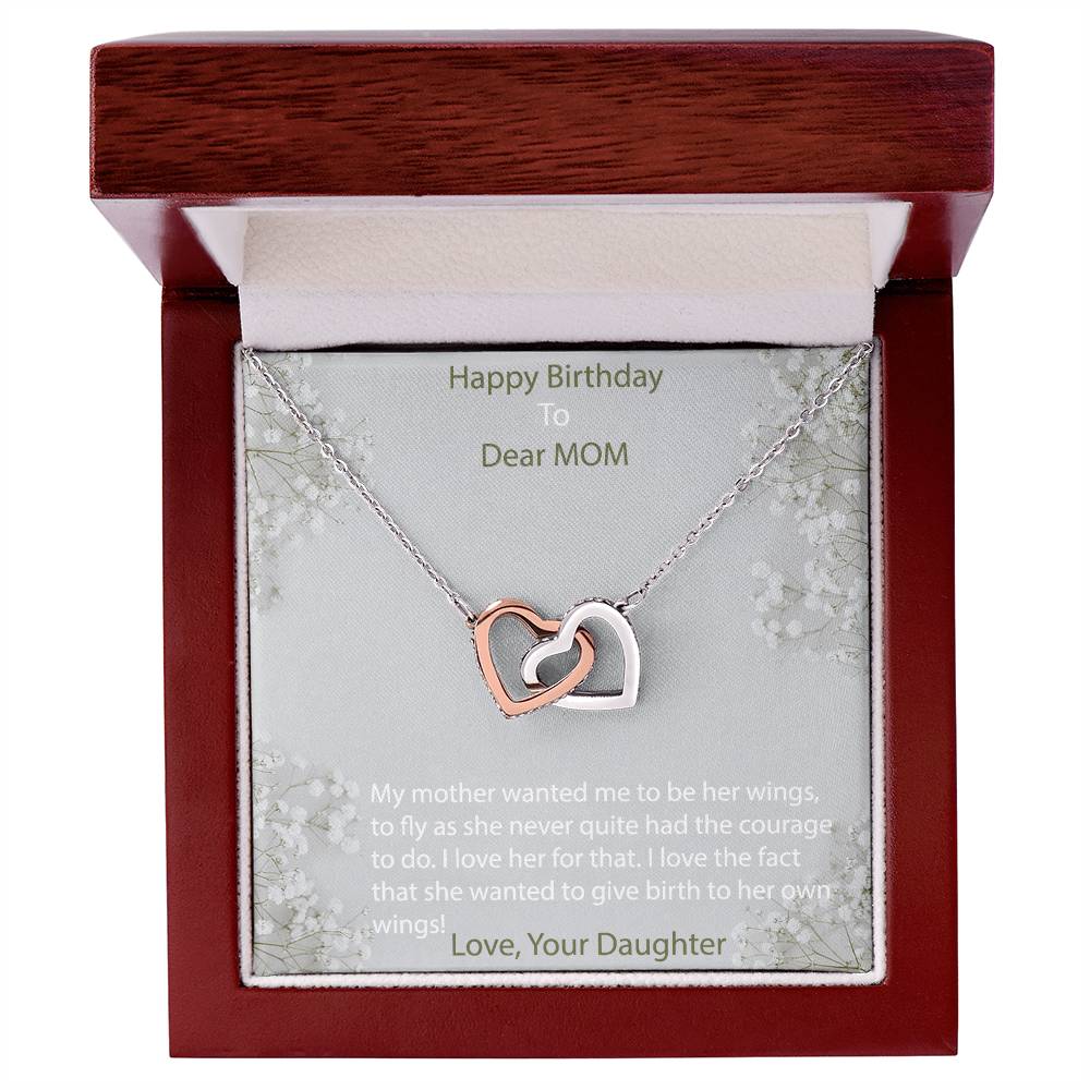 Heart Necklace For Mom -Birthday Necklace For Mother Interlocking Hearts Necklace