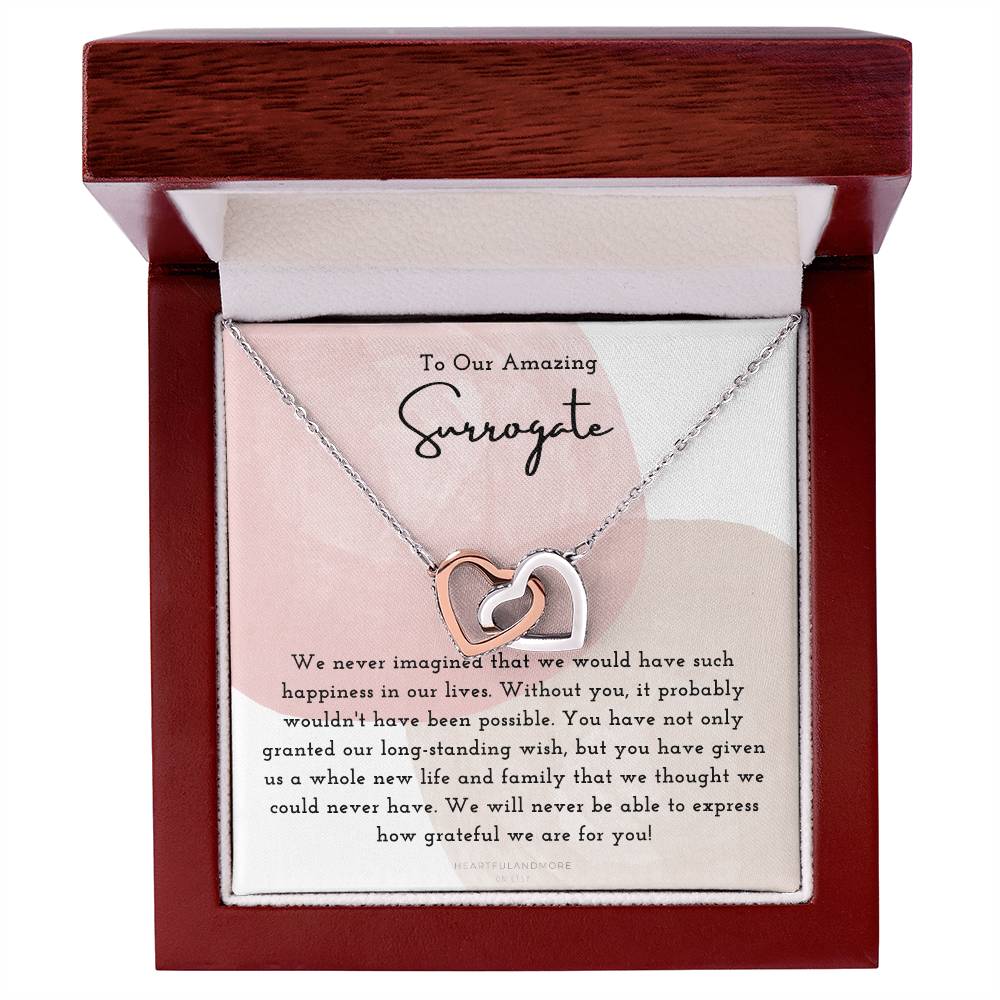 Surrogate Appreciation Gift Surrogate Gift Surrogate Gift With Message Card Surrogate Transfer Day Thank You Gift Interlocking Hearts Necklace