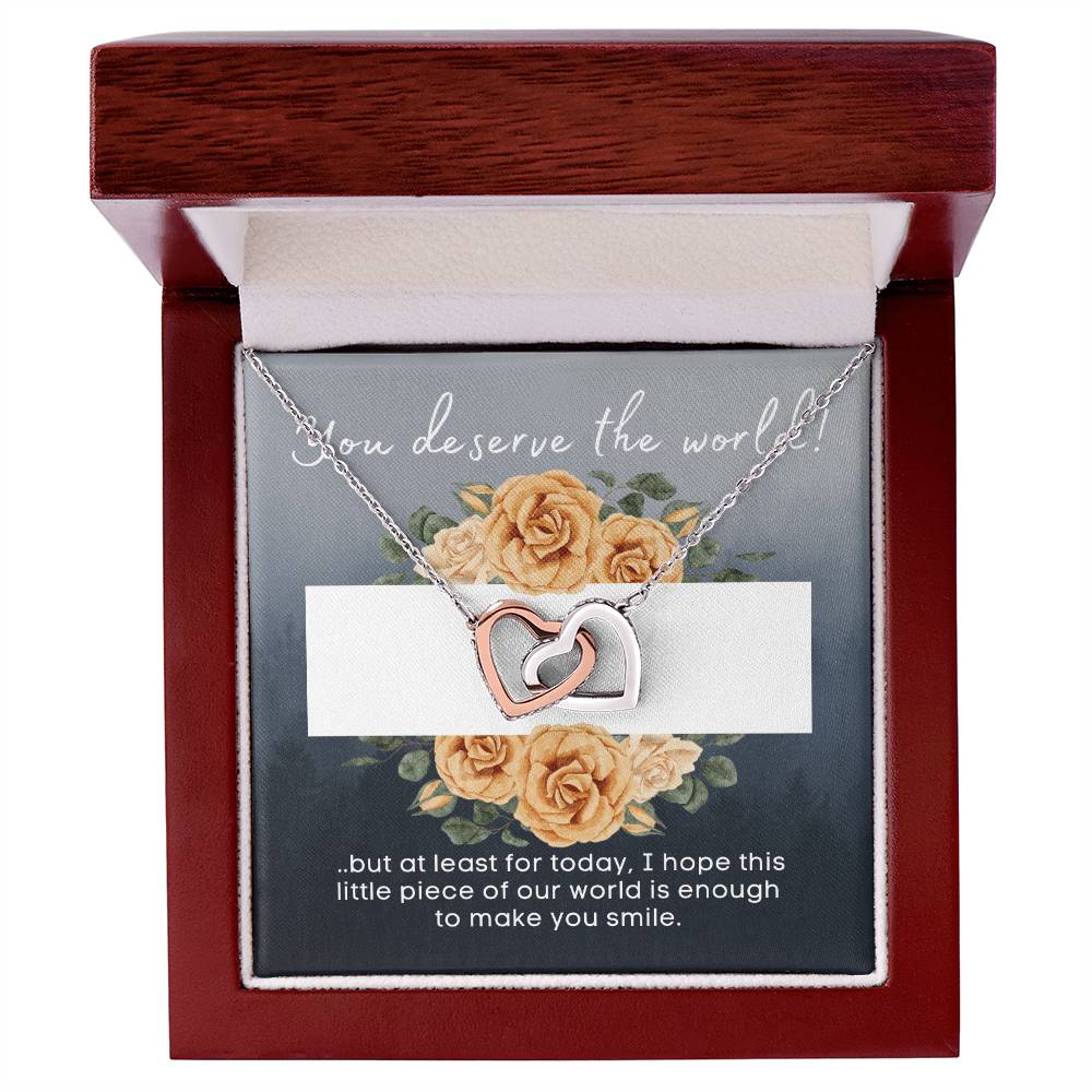 My World - Stainless Steelrose Gold Interlocked Hearts Necklace And Card Interlocking Hearts Necklace