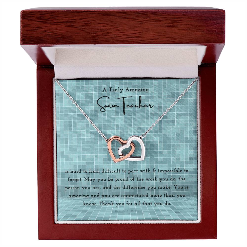 Gift For Swim Teacher Swim Teacher Appreciation Gift A Truly Amazing Swim Teacher Gift Interlocking Hearts Necklace