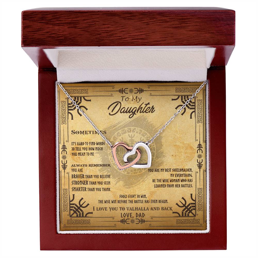 To My Daughter - Braver Than You Believe Interlocking Hearts Necklace