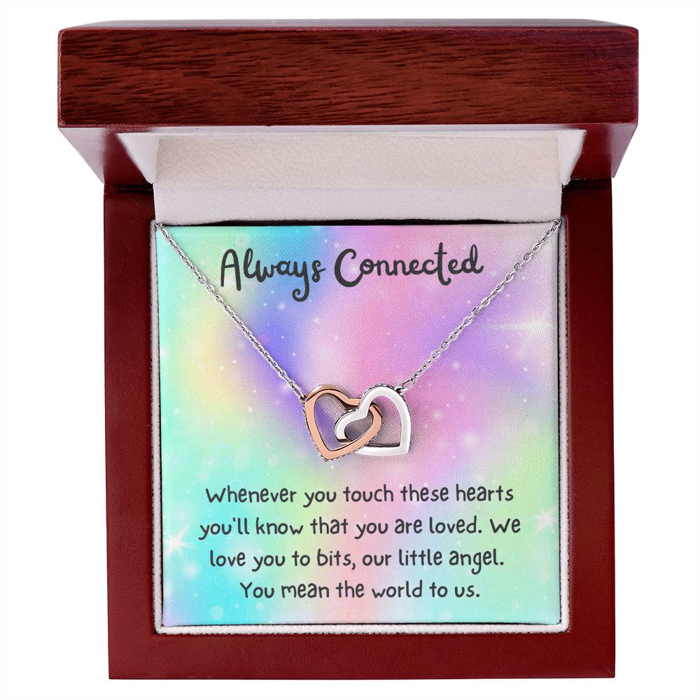 Always Connected - Daughtergranddaughter Connected Hearts Rose Gold Necklace Interlocking Hearts Necklace