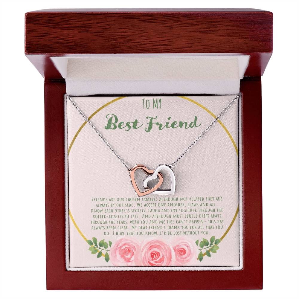 To My Bestfriend Our Friends Are Our Chosen Family Interlocking Hearts Necklace