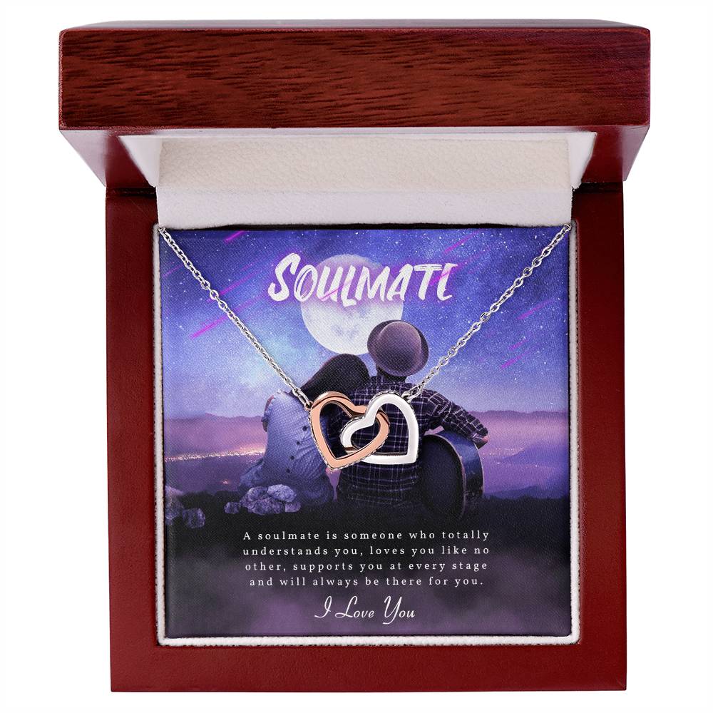 To My Soulmate - Silver Love Knot Necklace Interlocking Hearts Necklace