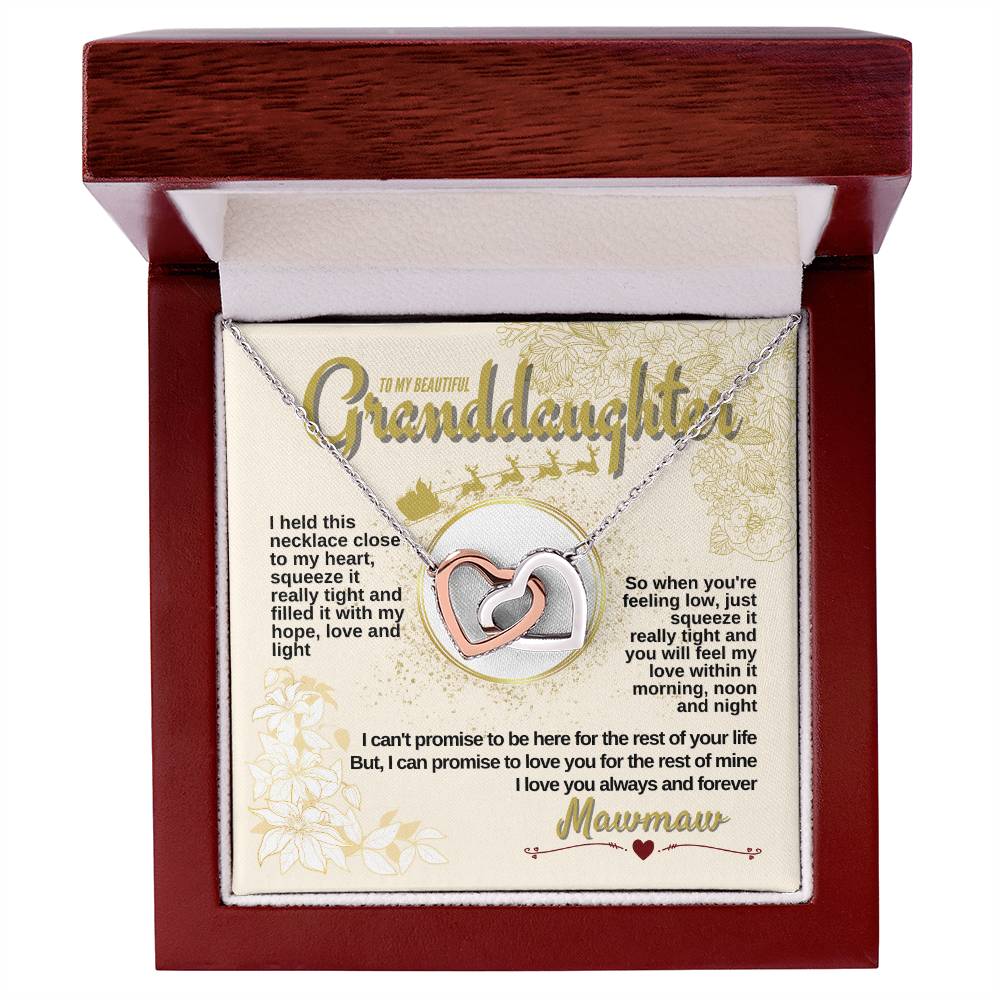 To My Granddaughter - Mawmaw Loves You Always & Forever - Necklace Interlocking Hearts Necklace