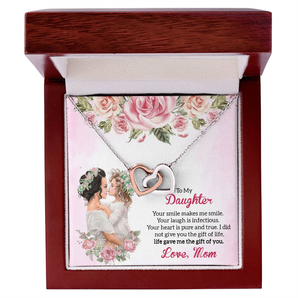 Forever Bonding Heart Necklace Gift Set - To My Daughter Interlocking Hearts Necklace