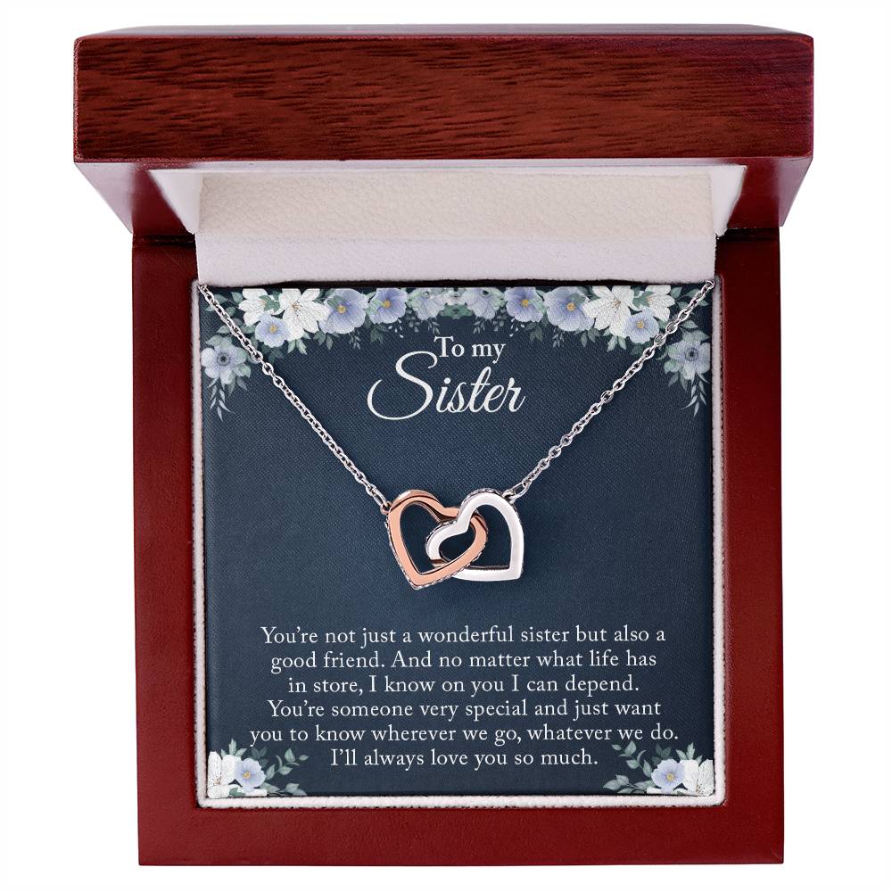 Necklace Sister’S Best Christmas Gift Birthday Gift For Sister To My Little Sister Present For Teenage Sister Gift For Sis Interlocking Hearts Necklace