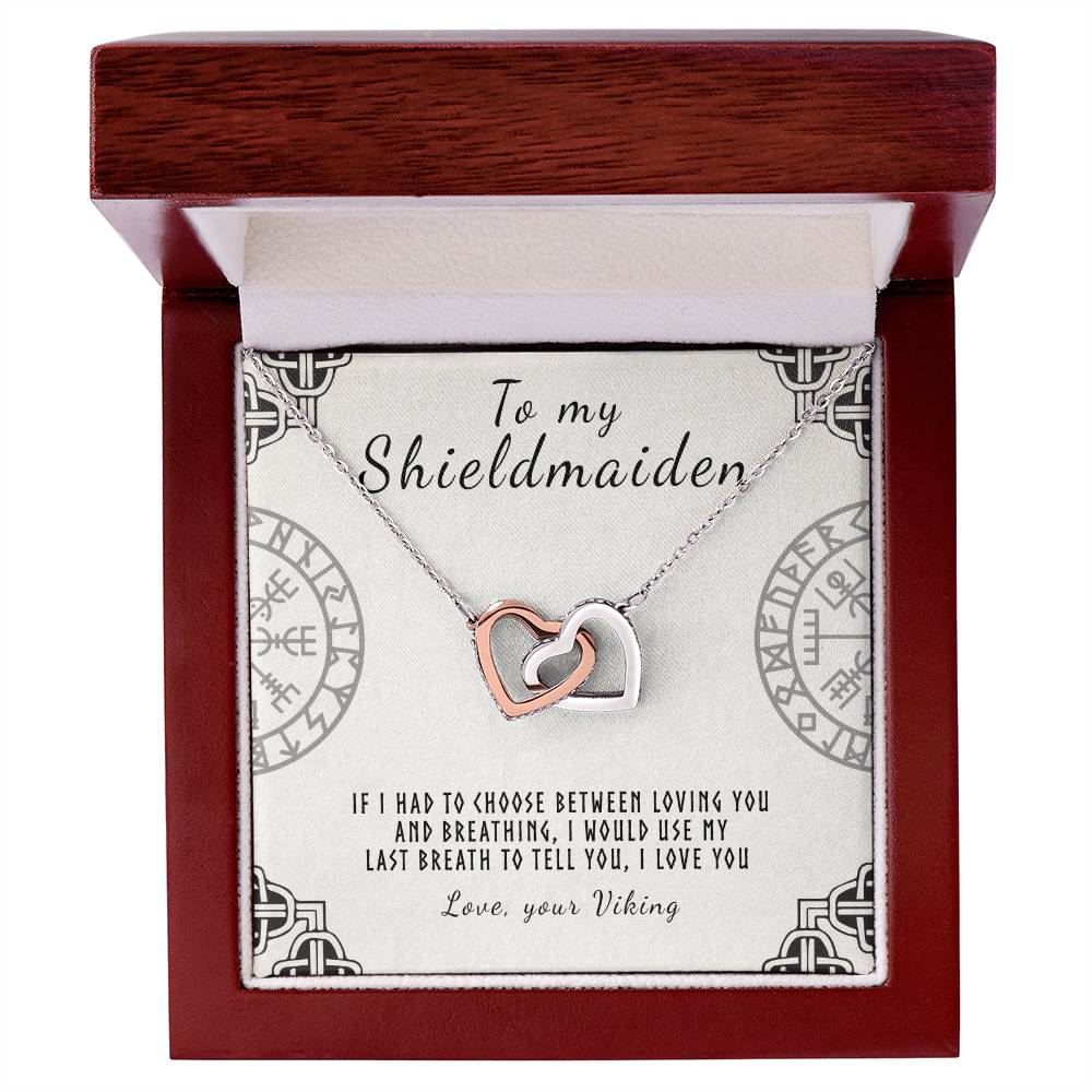 To My Shieldmaiden - I Love You Interlocking Hearts Necklace