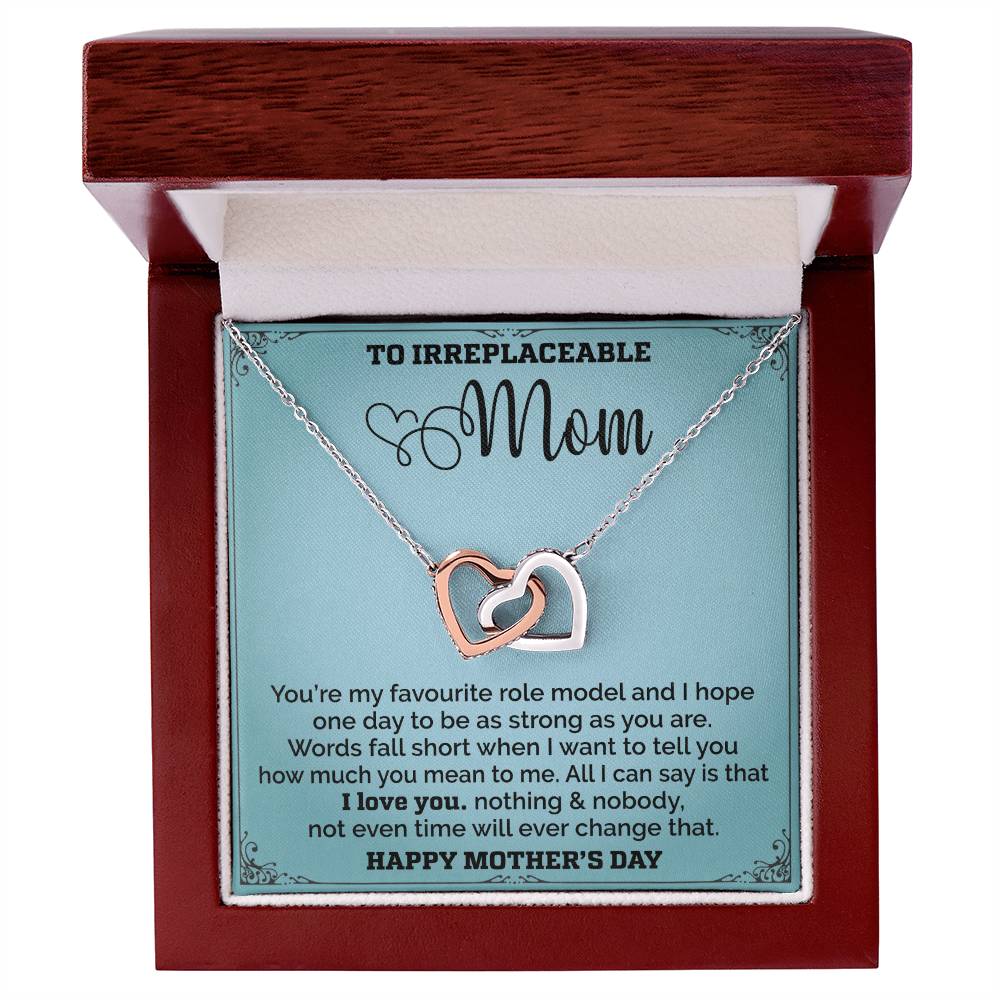Mom Is My Favourite Role Modle - Interlocked Together Necklace - Mothers Day Interlocking Hearts Necklace