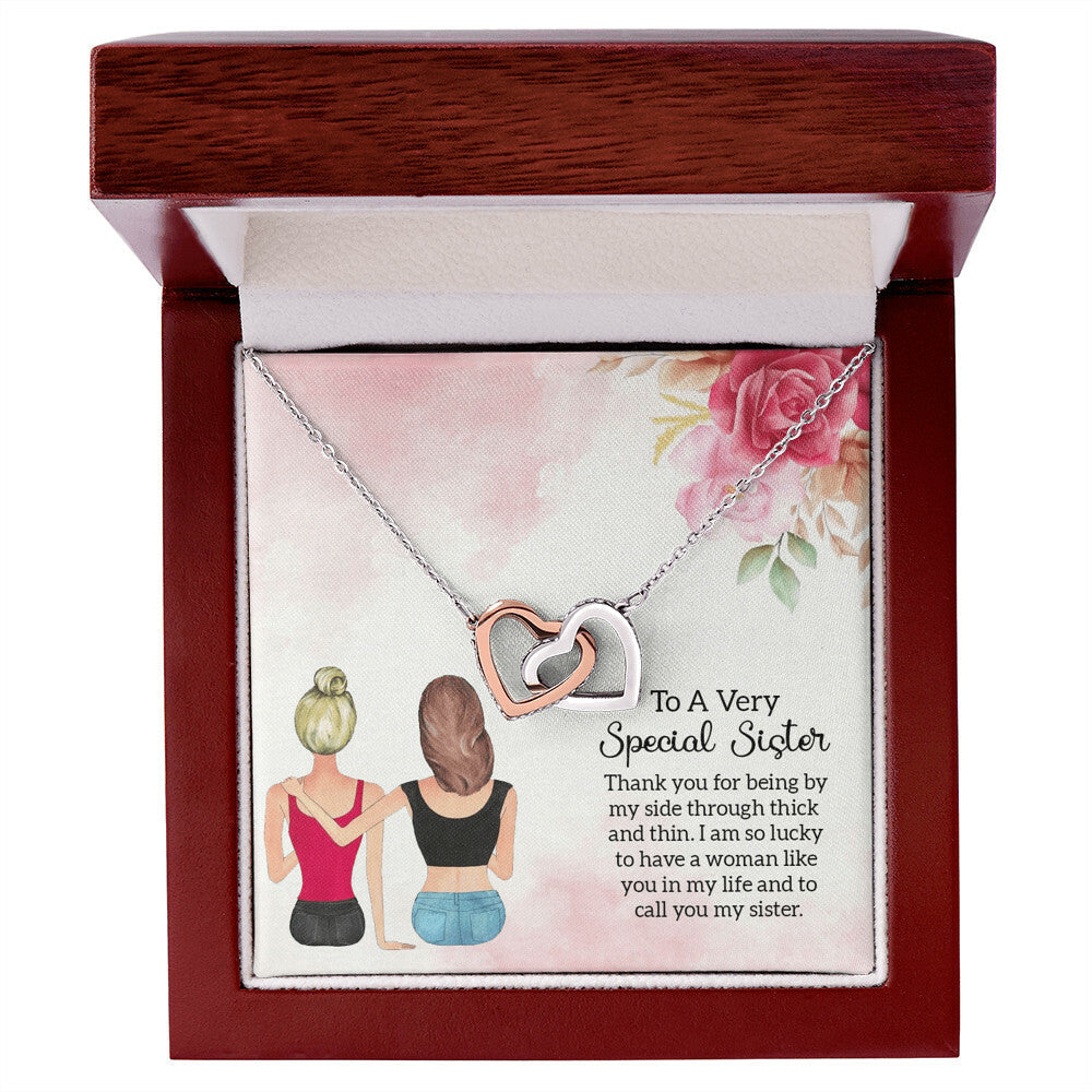 Gift For Sister - Being By My Side Necklace Interlocking Hearts Necklace