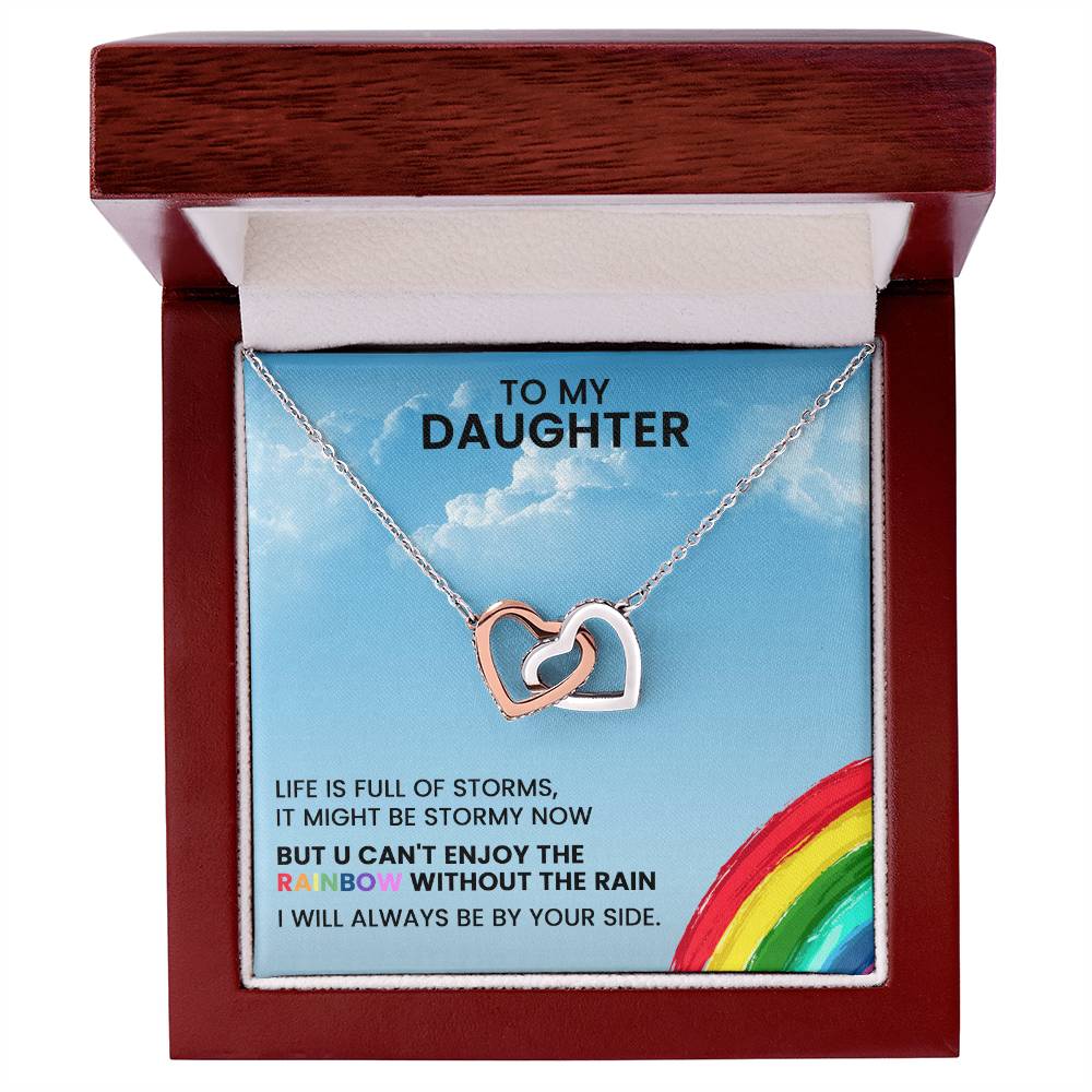 To My Daughter - I Will Always Be By Your Side - Necklace Interlocking Hearts Necklace