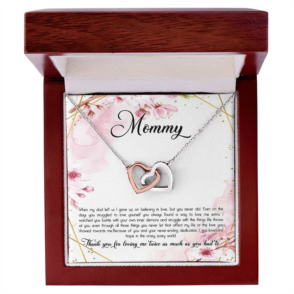 Thank You Single Mom D1738 Interlocking Hearts Necklace