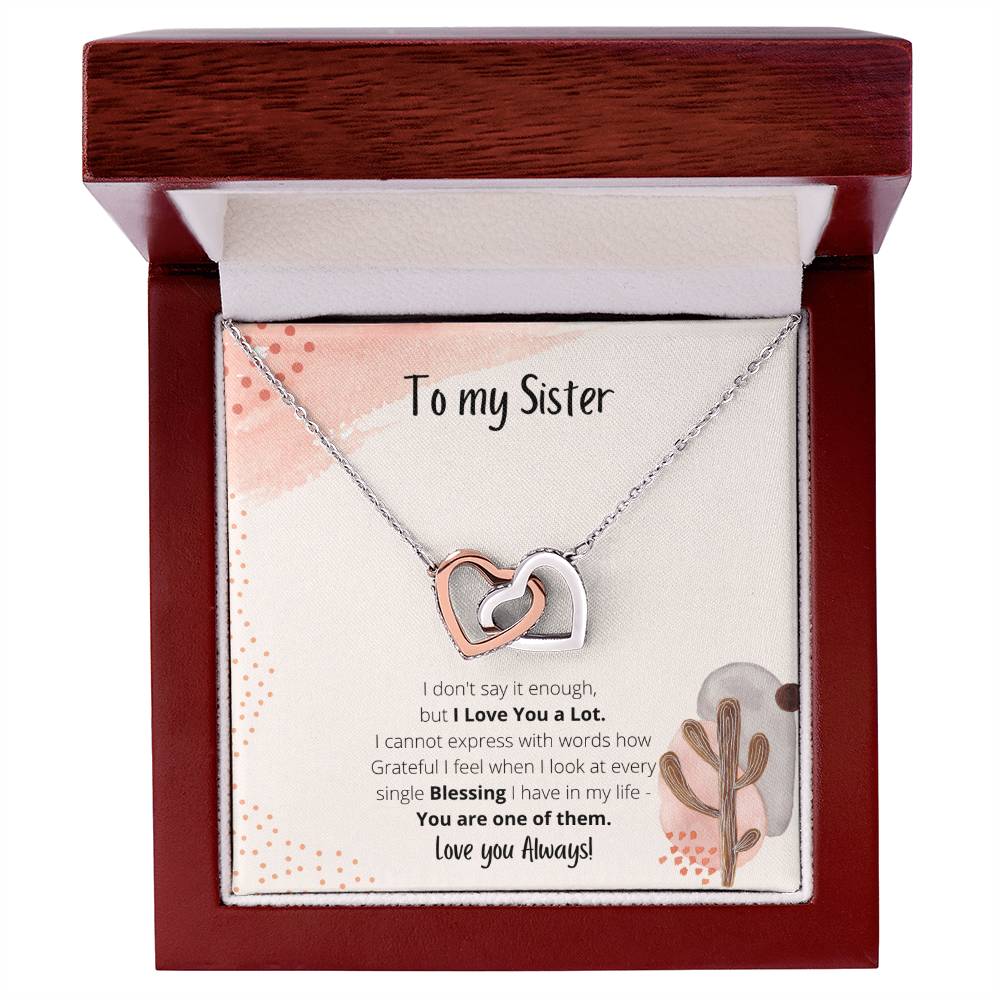 To My Sister Interlocking Hearts Necklace