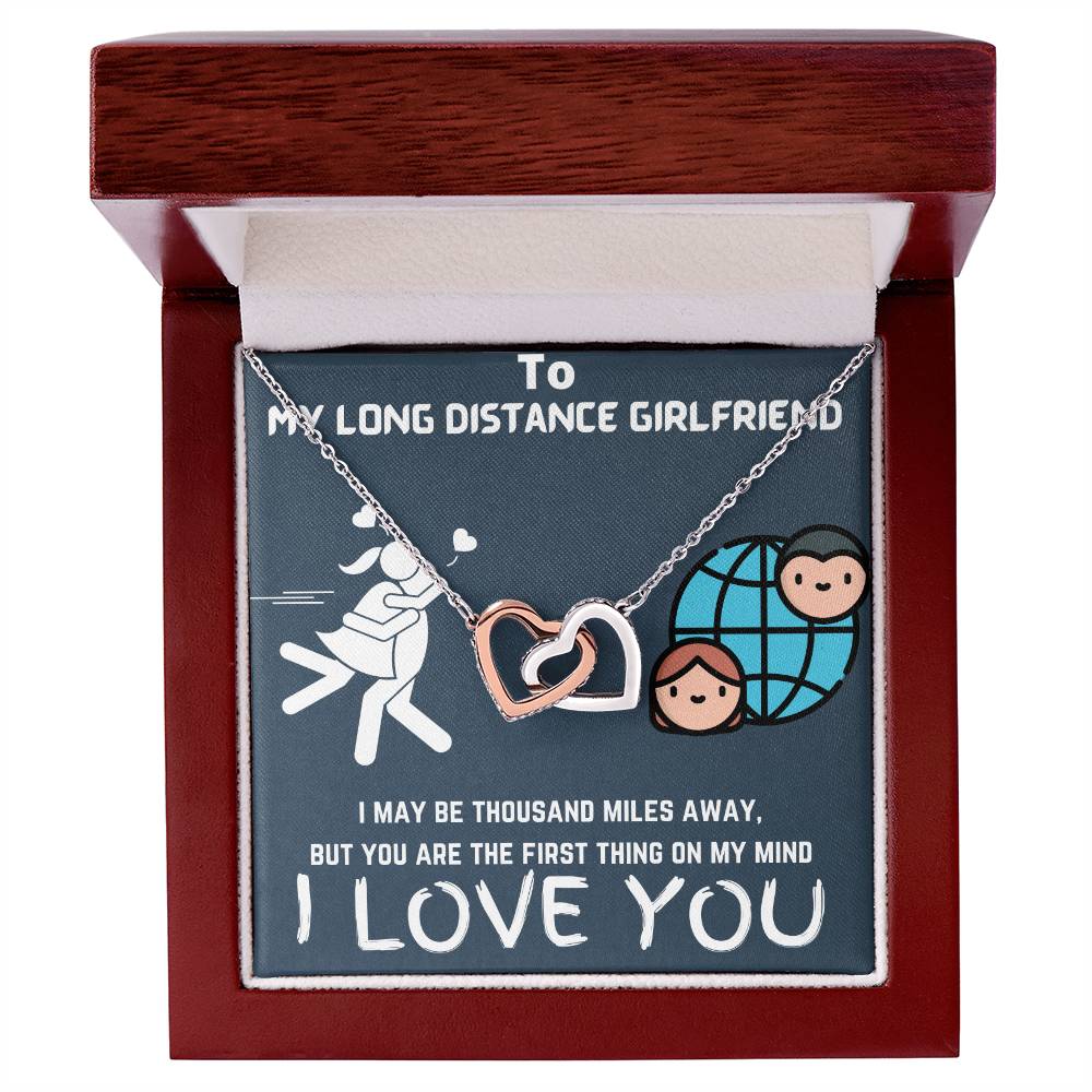 Gift For Long Distance Girlfriend Interlocking Hearts Necklace