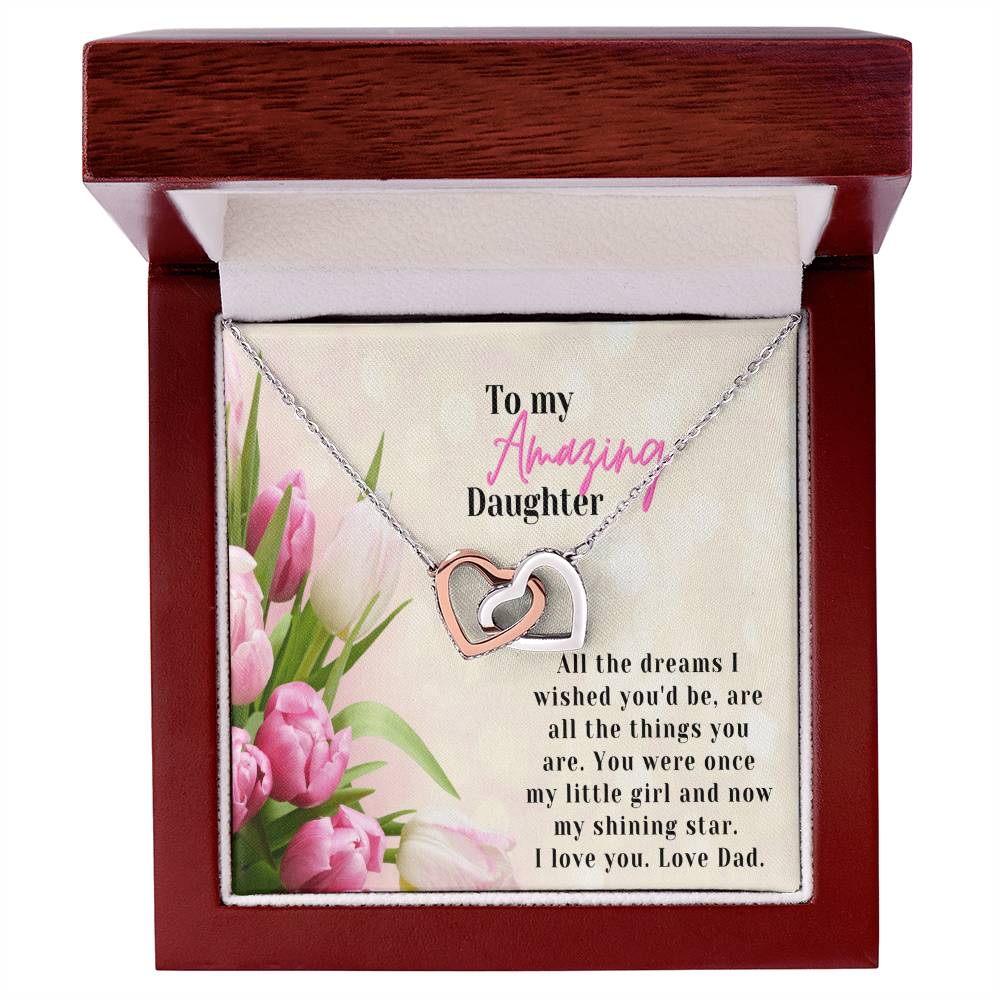 A Graduation Gift From Dad-Two Hearts Necklace-To My Amazing Daughter Interlocking Hearts Necklace