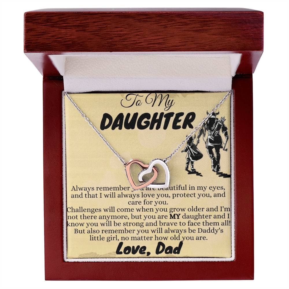 To My Lovely Daughter - Interlocking Hearts Necklace