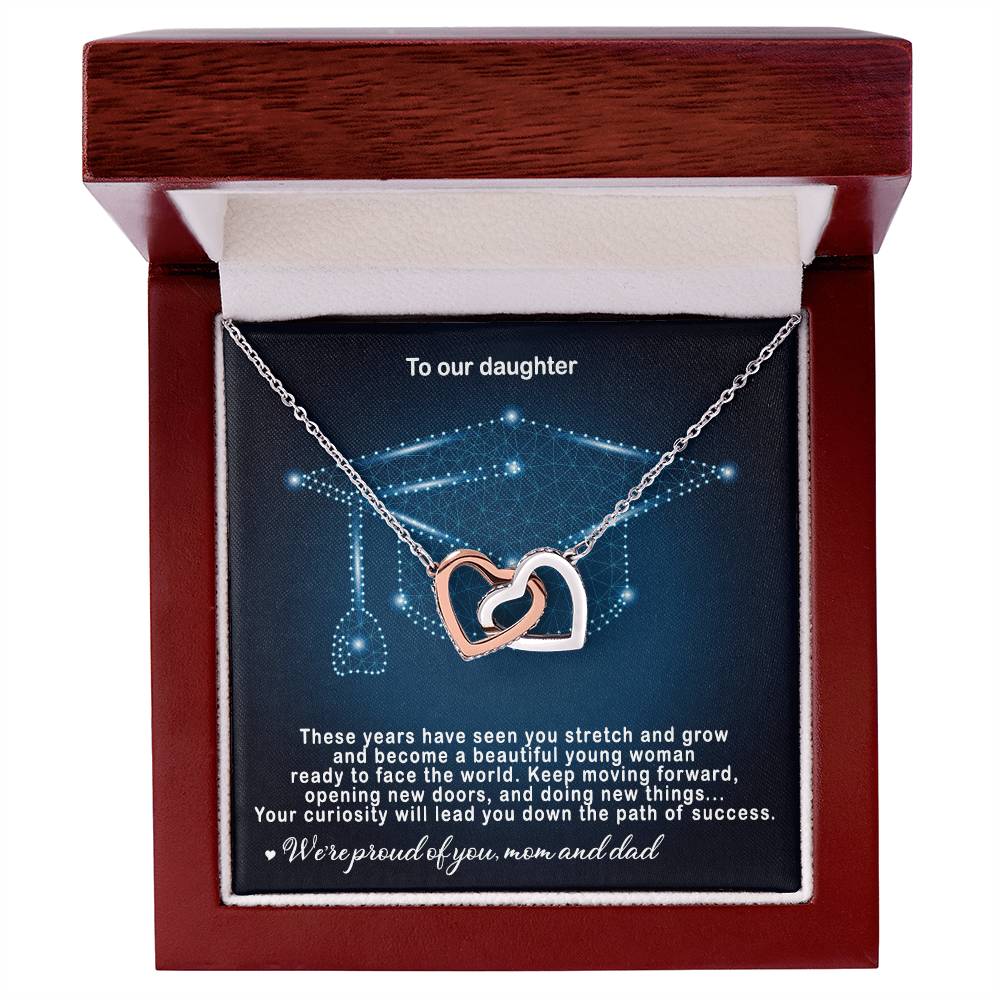 Hey Parents! Beautiful Graduation Gift - Unique Necklace Interlocking Hearts Necklace