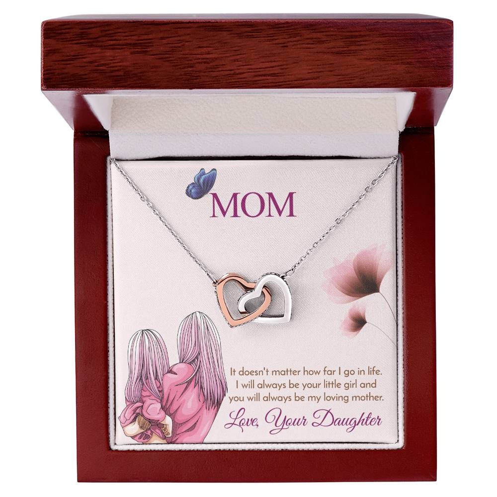 Mom - I Will Always Be Your Little Girl Interlocking Heart Necklace Interlocking Hearts Necklace