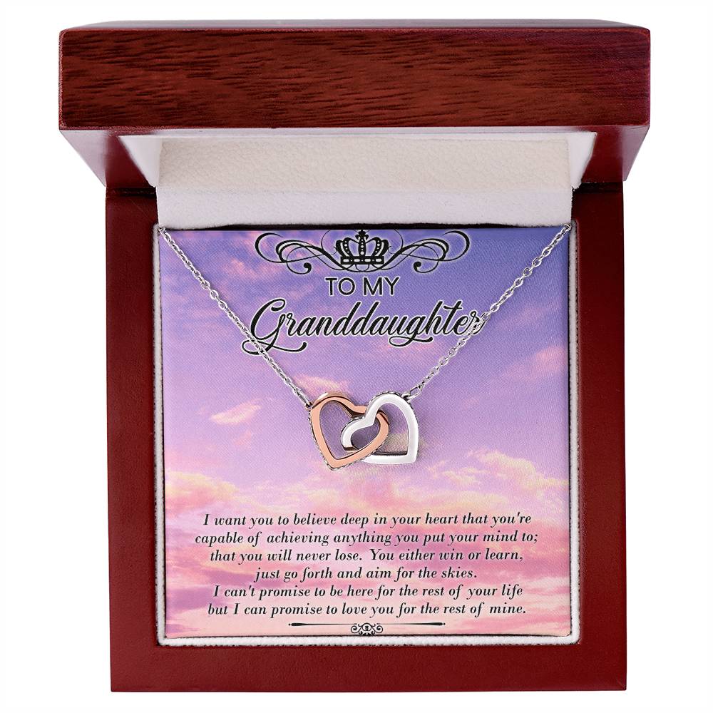 To My Granddaughter Interlocking Hearts Necklace Message Card