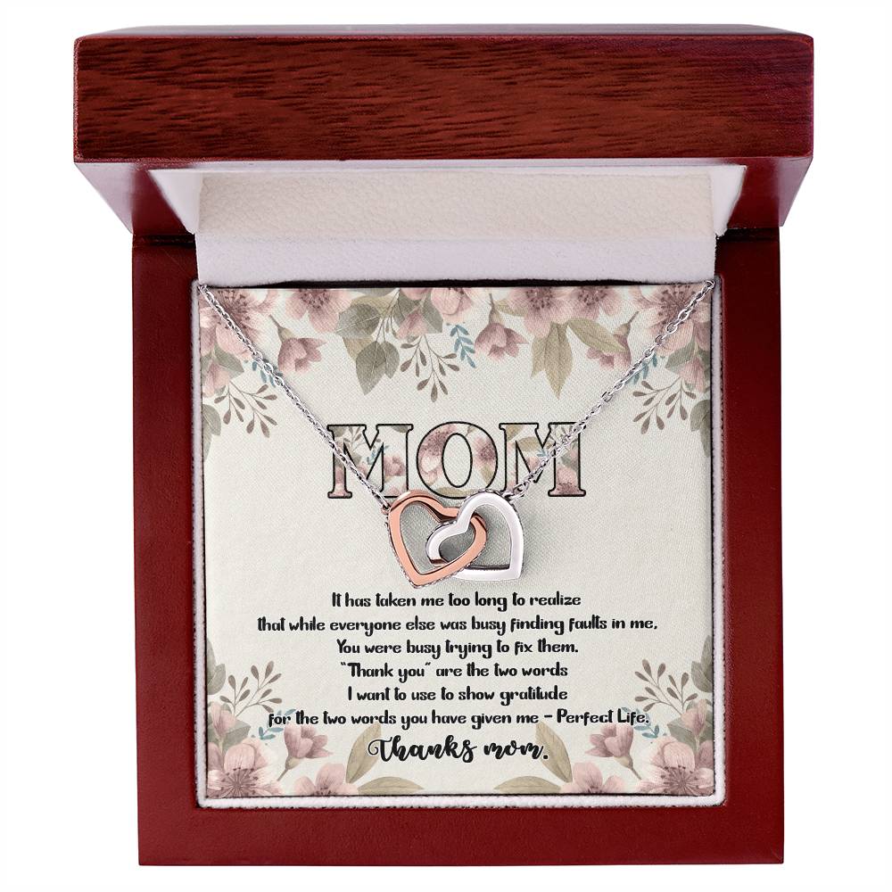 Perfect Life Thanks Mom D9312 Interlocking Hearts Necklace