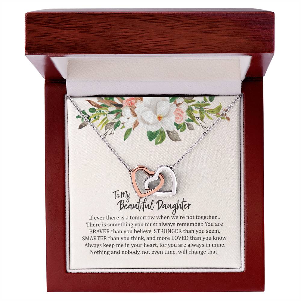 To My Beautiful Daughter- Interlocked Hearts Necklace Interlocking Hearts Necklace