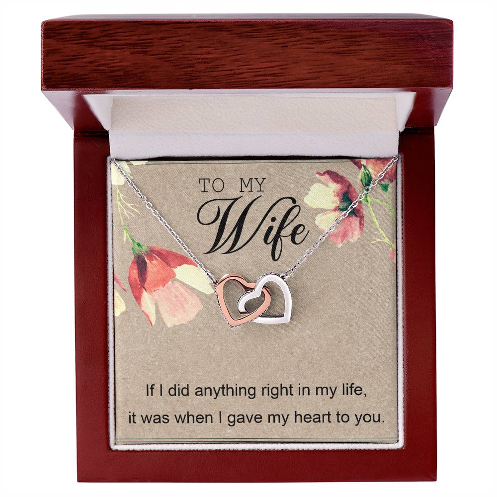 To My Wife Interlocking Hearts Necklace Message Card