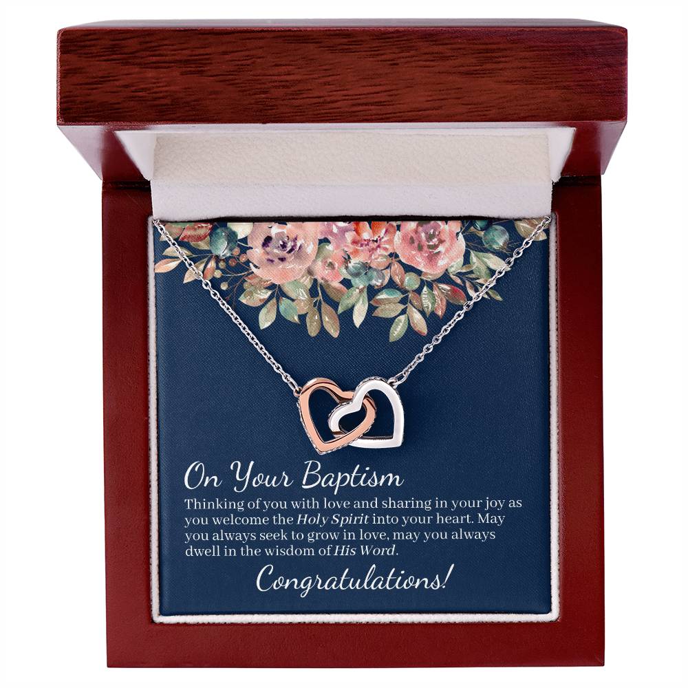 On Your Baptism Congratulations Interlocked Hearts Necklace Interlocking Hearts Necklace
