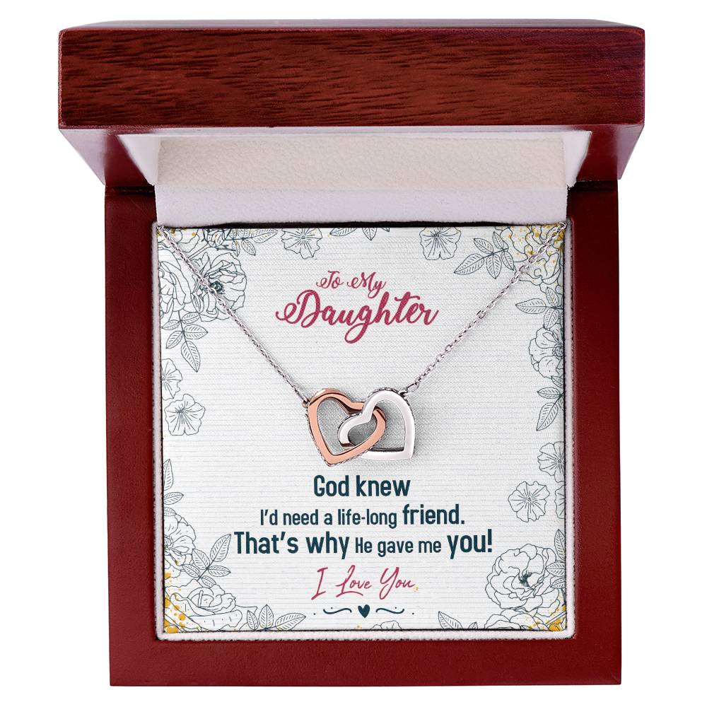 To My Daughter Interlocking Hearts Necklace