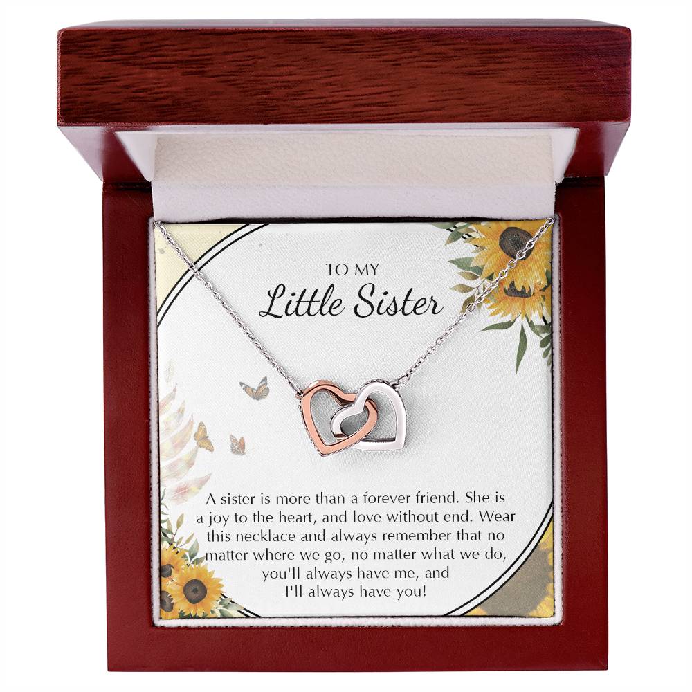 To My Little Sister Necklace Gifts Little Sister Birthday Gift For Little Sister Jewelry Gift For Sister Interlocking Hearts Necklace