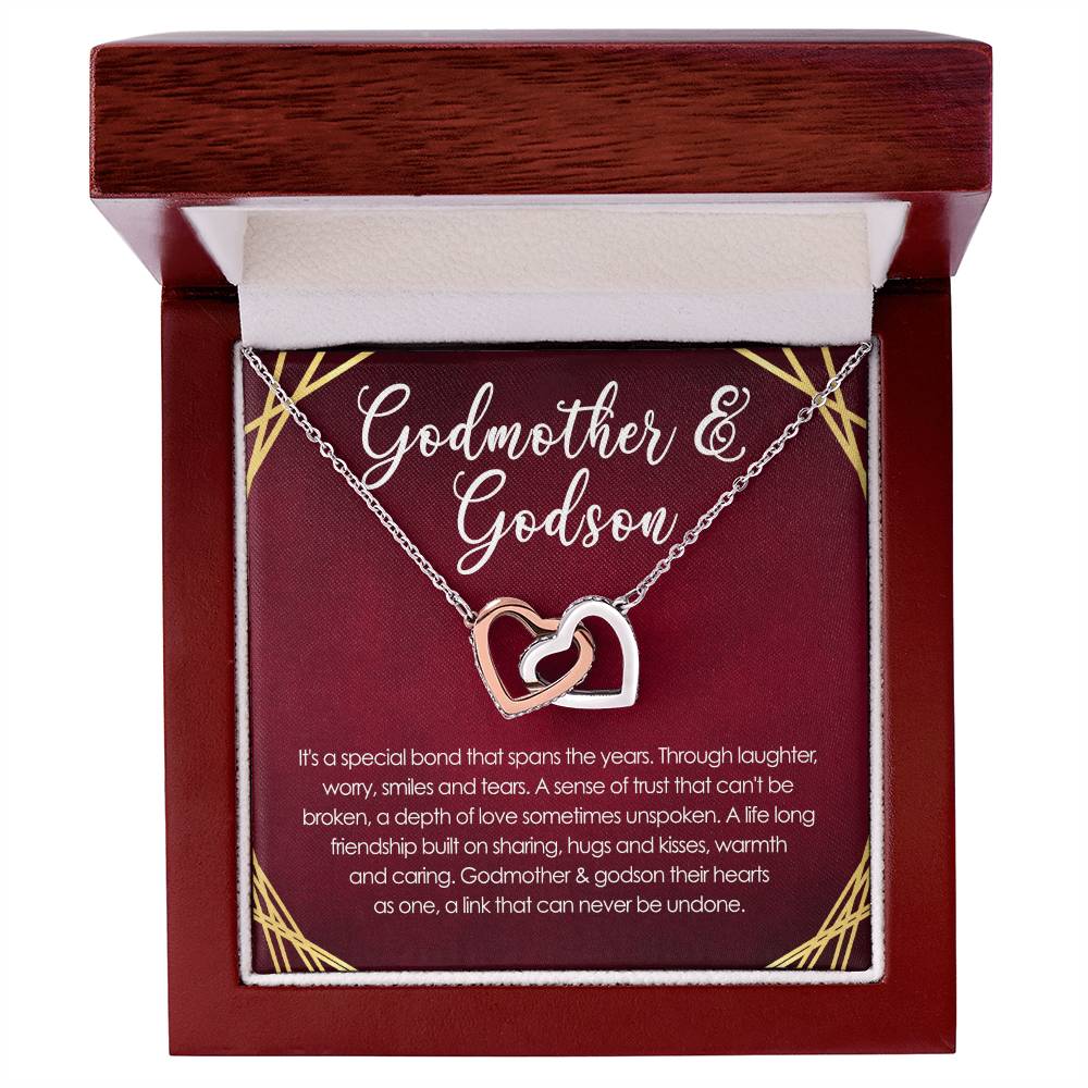 Special Bond Between Godmother & Godson Interlocking Hearts Necklace