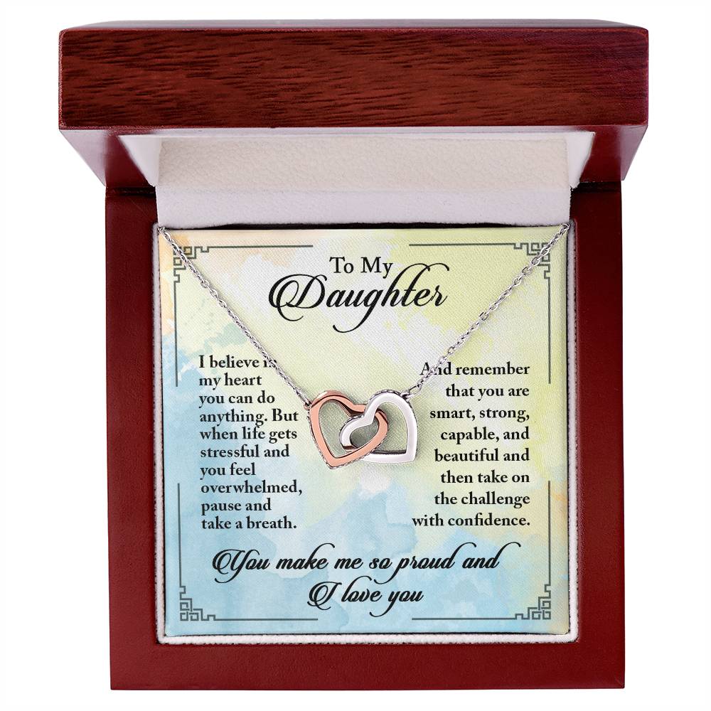 My Daughter Smart Strong Capable Beautiful - Linked Hearts Necklace Interlocking Hearts Necklace