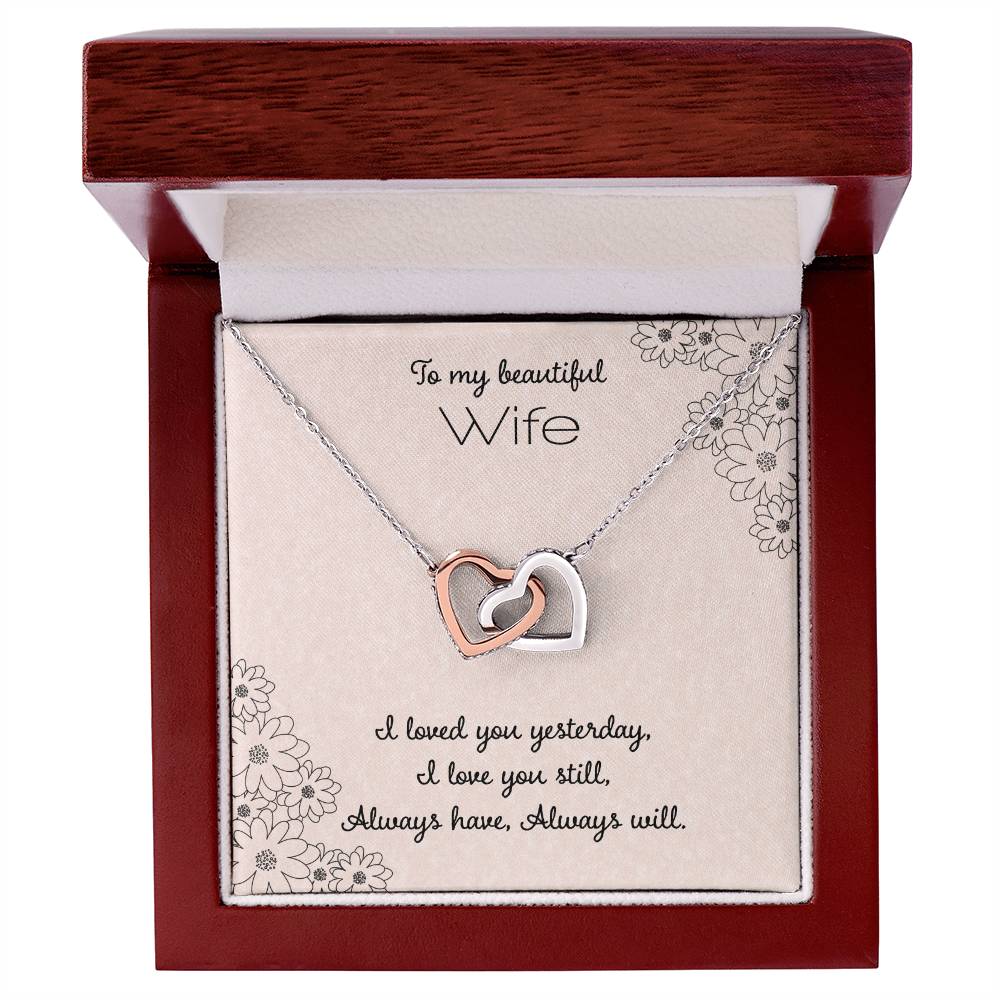 To My Beautiful Wife Interlocking Hearts Necklace