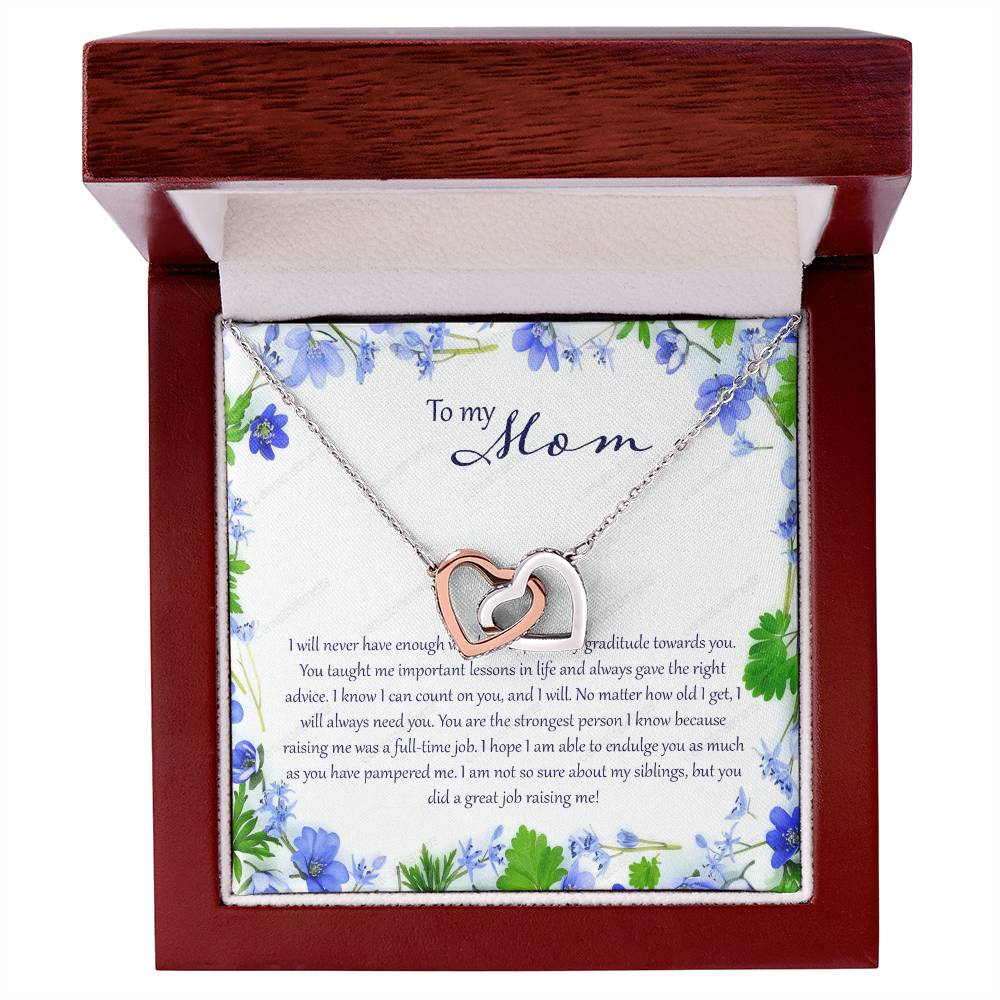 To My Mom I Will Never Have Enough Words Interlocking Hearts Necklace