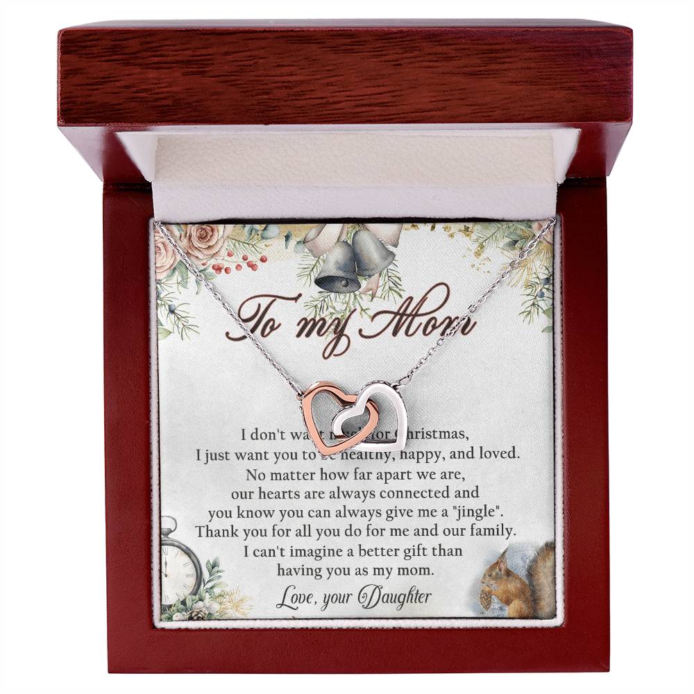 To My Mom Interlocking Hearts Necklace Message Card