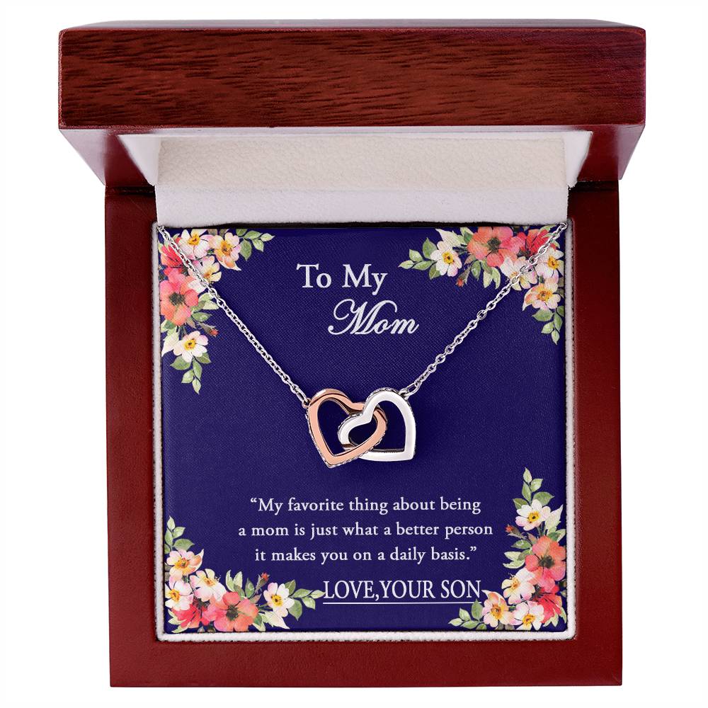 To My Mom I Will Always Be There Dragonfly Necklace Gift For Mom From Son Birthday Mother'S Day Christmas Present Interlocking Hearts Necklace