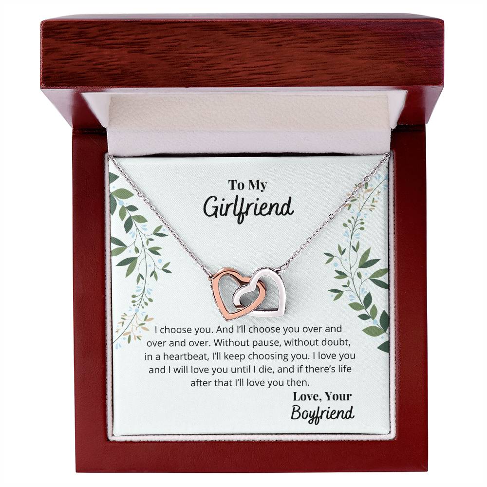 To My Girlfriend - I'Ll Always Love You Necklace Interlocking Hearts Necklace