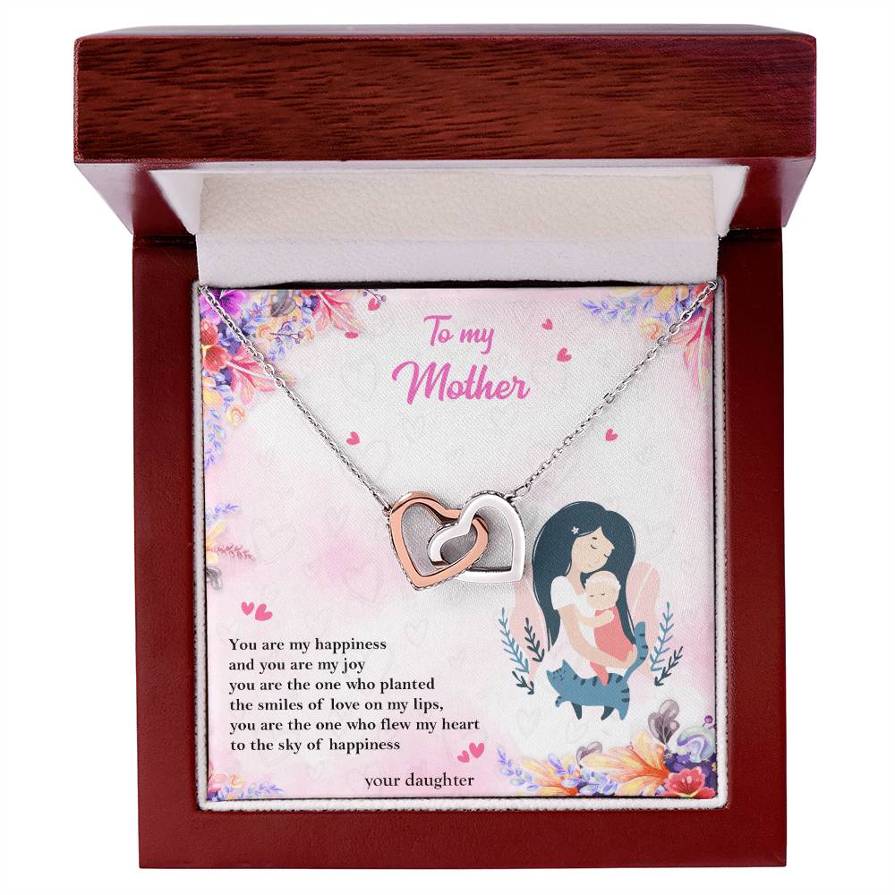 To My Mother - Two Hearts Interlocking Hearts Necklace