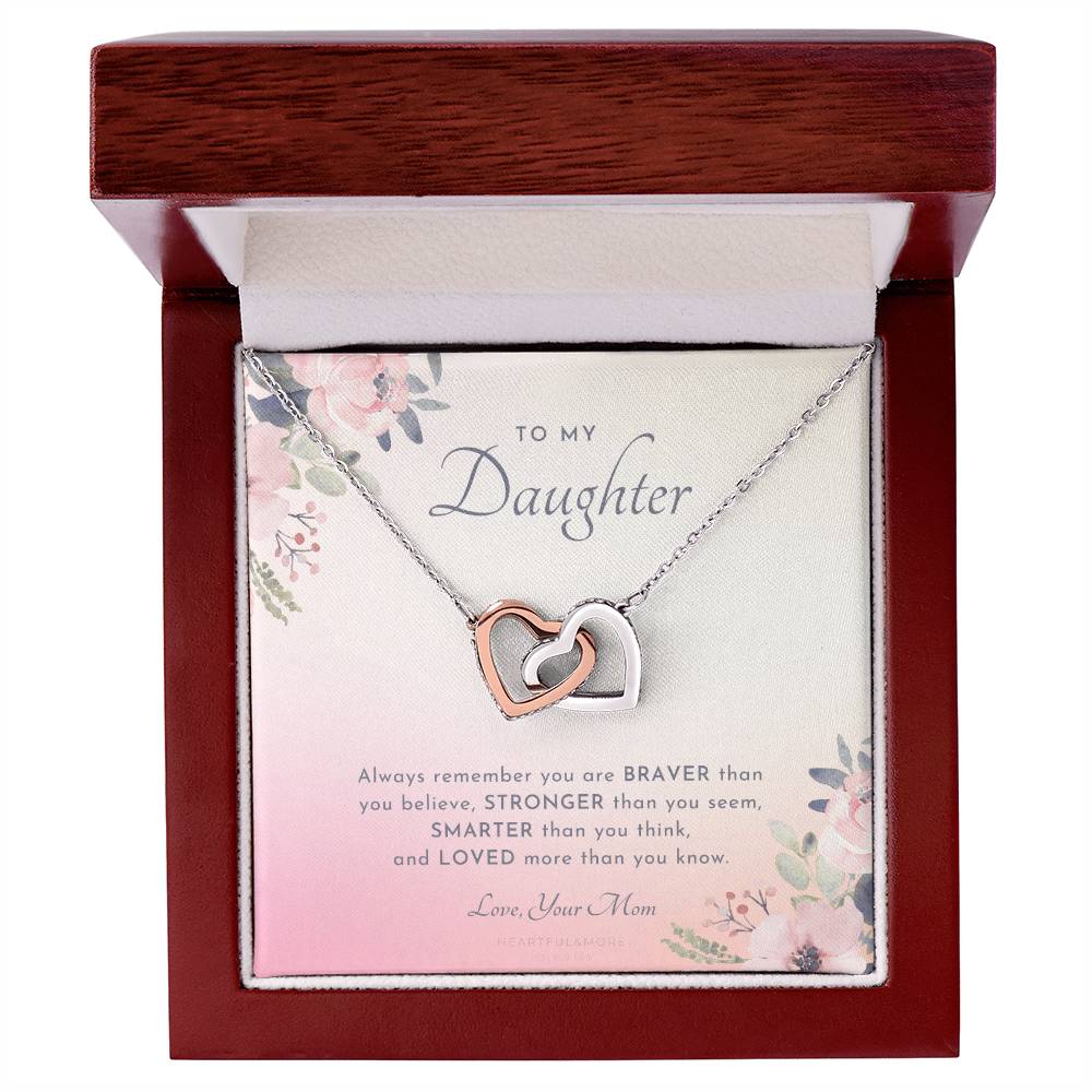 To My Daughter Always Remember Gift For Daughter From Mom Daughter Birthday Graduation Christmas Present Interlocking Hearts Necklace